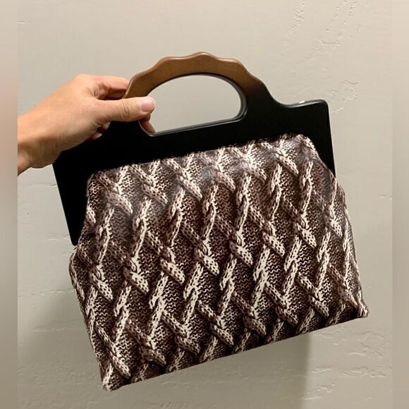 Handmade Genuine Hair-on Calf-hide Wooden Frame Top Handle Bag & 2 Strap Styles - Picture 6 of 16